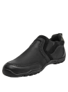 zapatilla de cuero negro minimalista y elegante para mujer, estilo casual-chic con costuras visibles decorativas