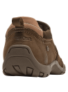 zapatilla de cuero camel para mujer con acabado mate y detalles de costuras dobles en el empeine.