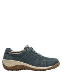 Calzado casual azul verdoso de cuero gamuza, adecuado para climas frescos y actividades cotidianas.