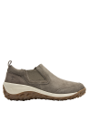 Zapatilla slip-on de gamuza taupe para mujer, cómoda y chic, adecuada para salidas informales.