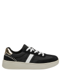 zapatilla urbana de cuero negro para mujer con diseño versátil y sofisticado