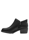 Botín negro de cuero liso para mujer, tacón amplio de altura media, ideal para estilo casual.