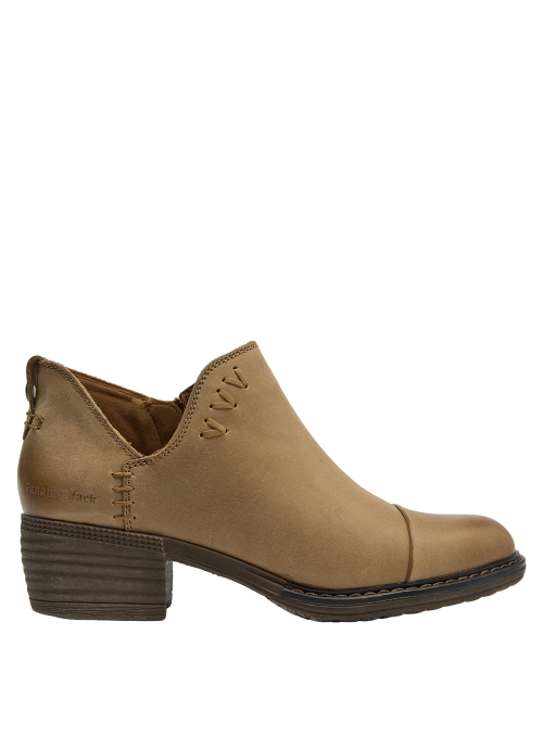 Botín de cuero camel, estilo rústico chic, ideal para uso diario y eventos informales.