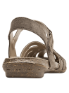 Sandalia de cuero taupe para mujer con correas anchas y suela de goma estilo corcho, diseño casual boho.