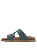 Sandalia de cuero azul, perfecta para combinar con jeans cortos o faldas fluidas.