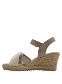 Alpargata beige boho chic para mujer, combinación de cuero y lona, suela veraniega.