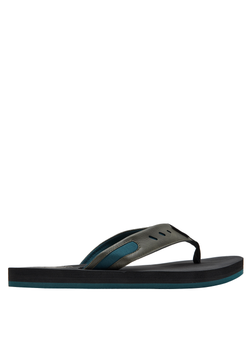 Sandalia masculina verde oliva con texturas sutiles y suela cómoda, ideal para el verano.