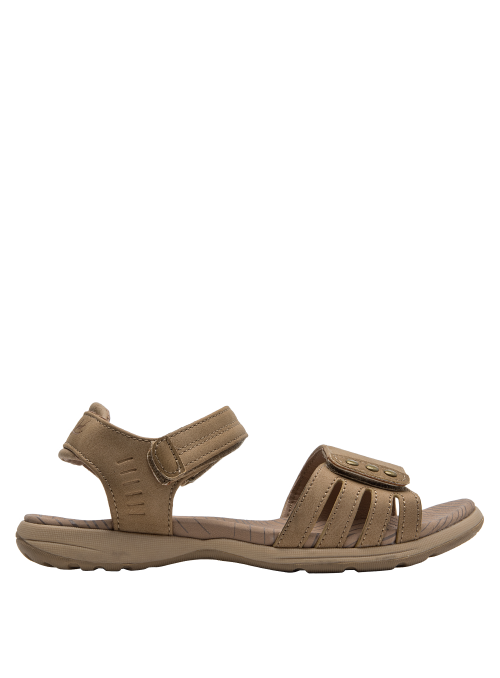 Sandalia beige de material sintético, combina con ropa casual y estilo boho.