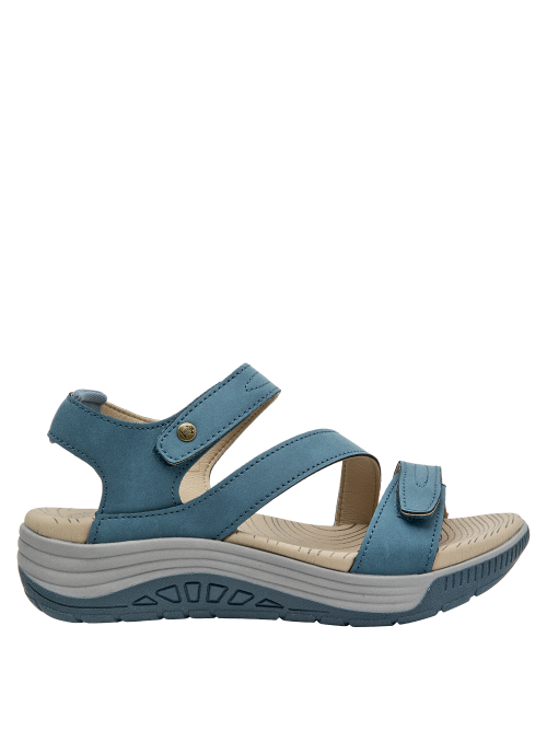 Calzado casual azul con tiras de velcro y suela resistente, ideal para el día a día.