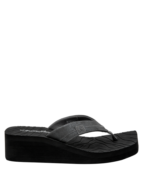 Sandalia casual chic en negro con suela antideslizante y correa suave.