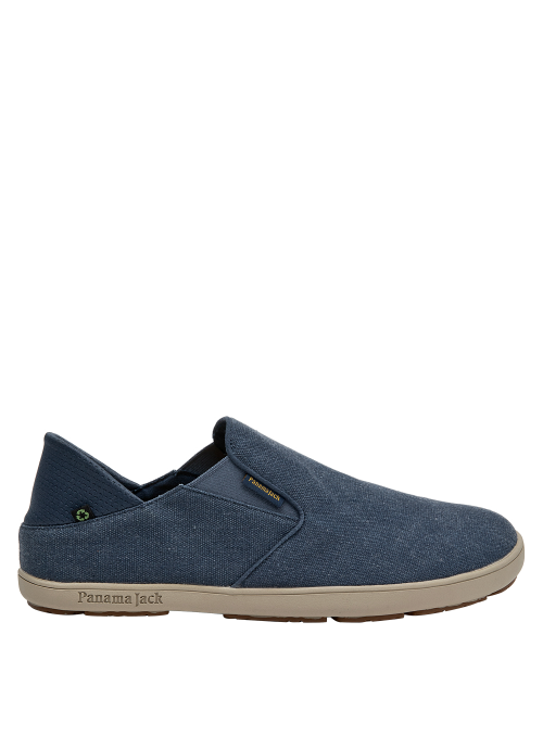 Slip-on azul de hombre con textura suave y diseño sencillo, perfecto para salidas informales.