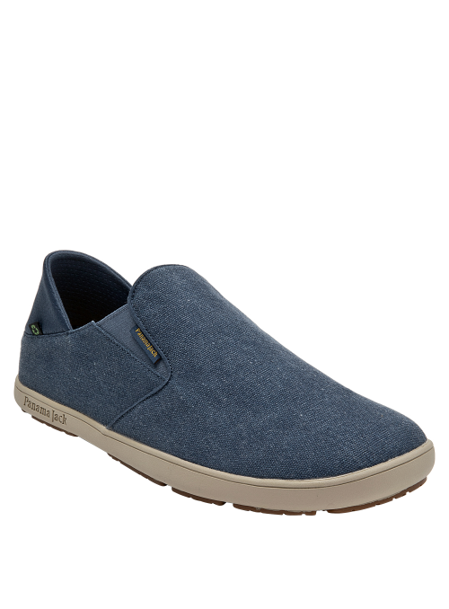 Slip-on azul de hombre con textura suave y diseño sencillo, perfecto para salidas informales.