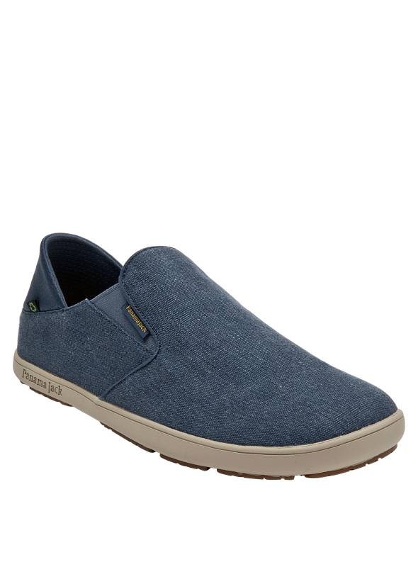Slip-on azul de hombre con textura suave y diseño sencillo, perfecto para salidas informales.