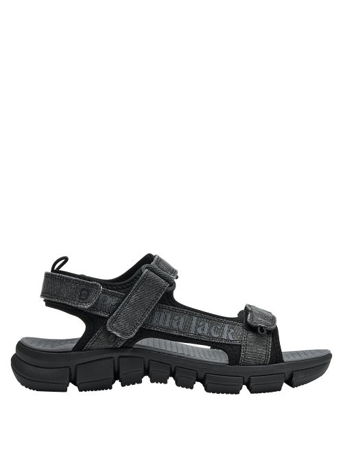 Sandalia outdoor masculina en textil negro, diseño moderno y versátil para un estilo de vida activo.