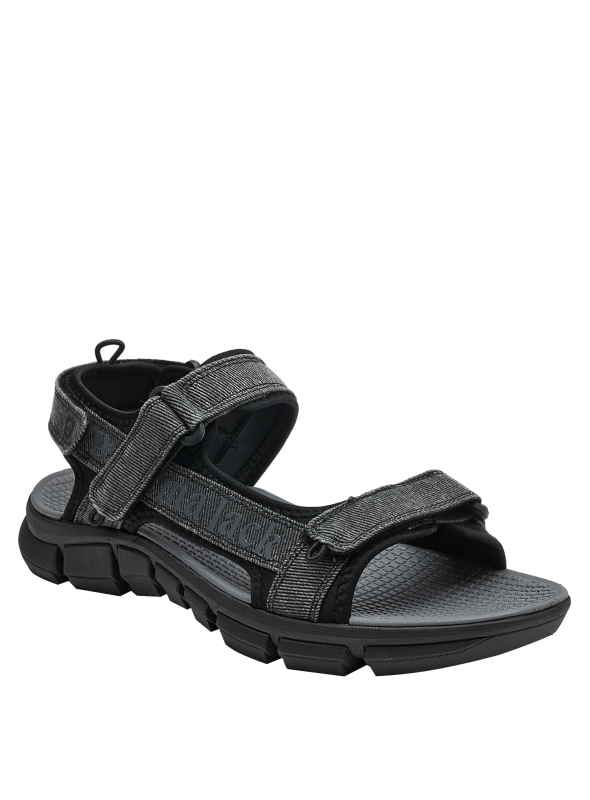 Sandalia outdoor masculina en textil negro, diseño moderno y versátil para un estilo de vida activo.