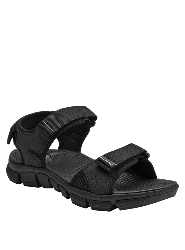 Sandalia negra de hombre con diseño athleisure, ideal para actividades al aire libre y uso diario en climas cálidos.