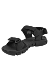 Sandalia negra masculina outdoor con correas ajustables de velcro y suela gruesa para tracción óptima.
