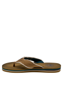 Suela antideslizante con capas marrón, azul y blanco en sandalia casual masculina.