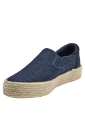 alpargata azul mujer textil con suela gruesa de yute ideal para primavera y verano