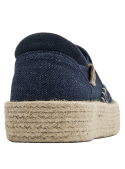 zapatilla azul textil tipo alpargata para mujer con suela de yute trenzado estilo urbano casual