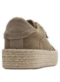 zapatilla urbana de mujer en textil beige con suela de plataforma revestida de esparto.