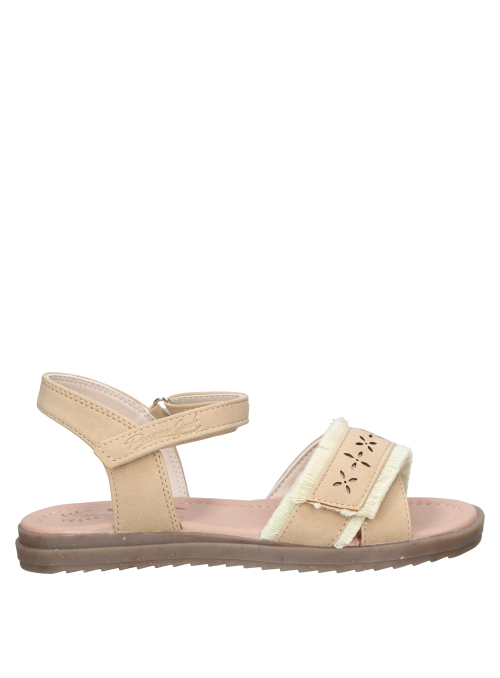 Calzado infantil beige, sandalia sintética con detalles bohemios para ocasiones informales.