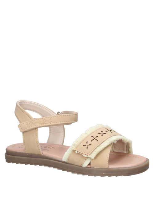 Calzado infantil beige, sandalia sintética con detalles bohemios para ocasiones informales.