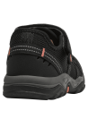 Sandalia negra de niño con detalles en naranja y amarillo, ideal para actividades outdoor.