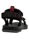 Sandalia negra de niño con detalles burdeos, diseño práctico y deportivo para actividades al aire libre.