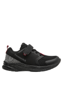 zapatilla running sintética para niño, negra con rojo, versátil para combinar con ropa casual