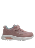 calzado infantil rosado con velcro y adorno floral, ideal para actividades recreativas