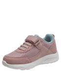 adorno floral en relieve en zapatilla rosada de niña, estilo casual y decorativo