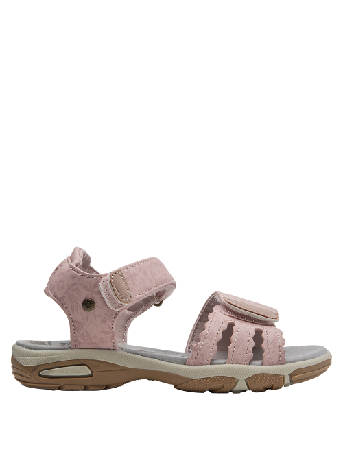 Zapato veraniego de niña en rosa, con tiras decorativas y sujeción segura, perfecto para el parque.