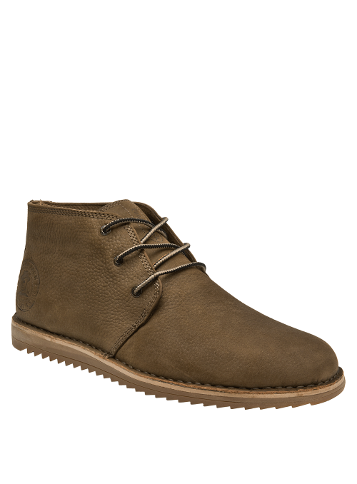 Botín casual taupe para hombre, cuero marrón mate, versátil para otoño.