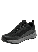 calzado deportivo negro con suela robusta gris Flexfoam y Vibram para tracción óptima