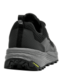 zapatilla negra de trail running para hombre con exterior de malla transpirable y detalles grises