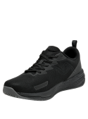Zapatilla textil negra con detalles sutiles y suela robusta FlexFoam para comodidad prolongada.