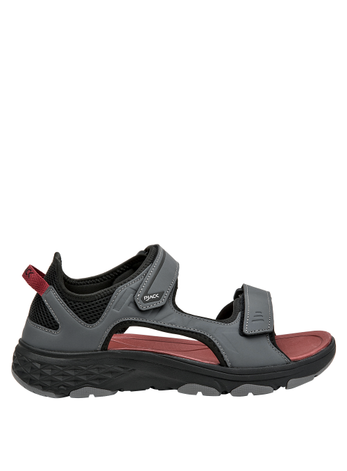 Sandalia masculina gris con detalles en negro, estilo casual deportivo, perfecta para un look relajado.
