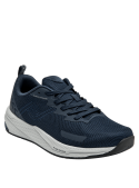 zapatilla azul de hombre con suela blanca y detalles negros para un contraste moderno