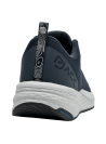 zapatilla azul de hombre para running con diseño textil y detalles sutiles en el tejido