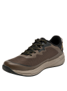 diseño moderno en textil marrón oscuro, suela beige clara, perfecta para caminatas largas.