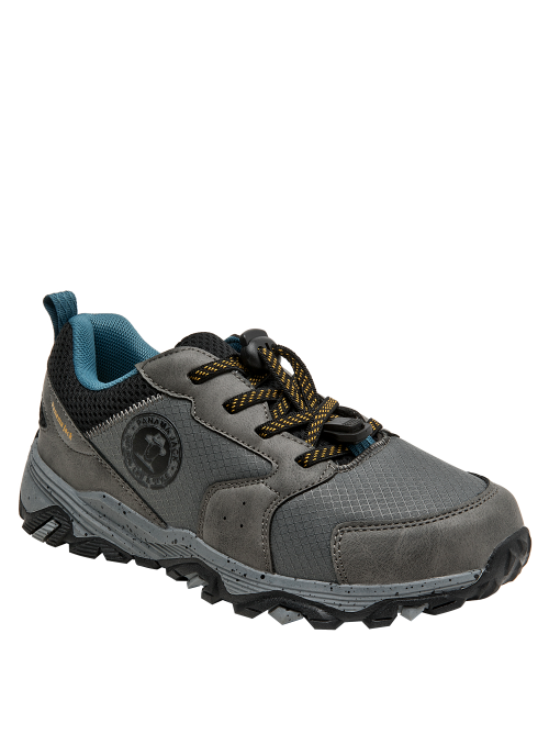 zapatilla para niño en color gris, material sintético y taco de 3,5 cm, cómoda y estable para diversas actividades.
