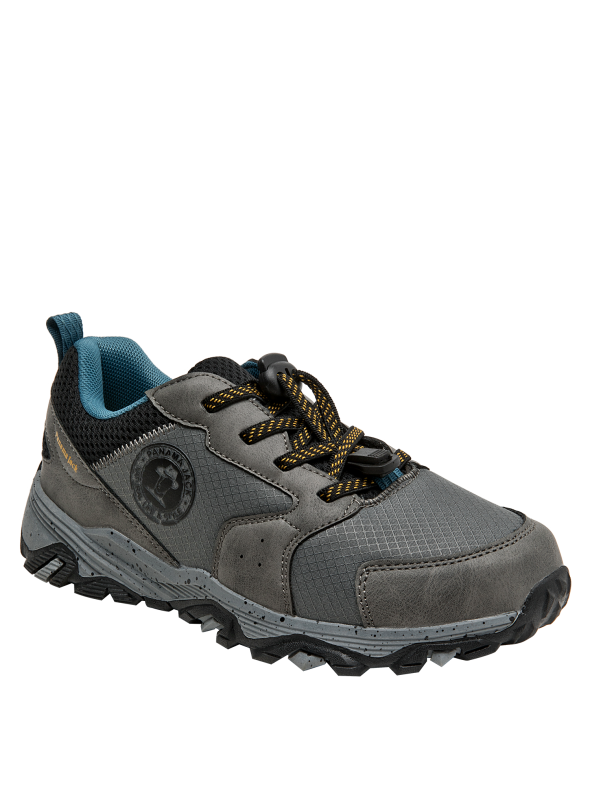zapatilla para niño en color gris, material sintético y taco de 3,5 cm, cómoda y estable para diversas actividades.