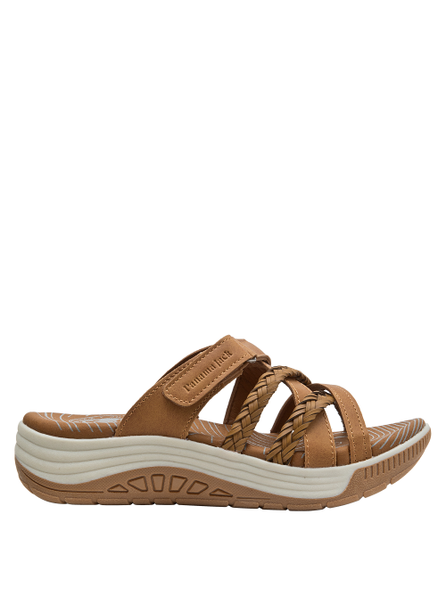 Calzado camel versátil para mujer, perfecto para combinar con ropa casual y relajada.