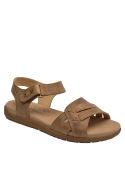 Sandalia para mujer en cuero café, ideal para climas cálidos.