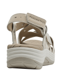Sandalia plana beige para mujer con suela elevada de 4,5 cm y punta abierta.