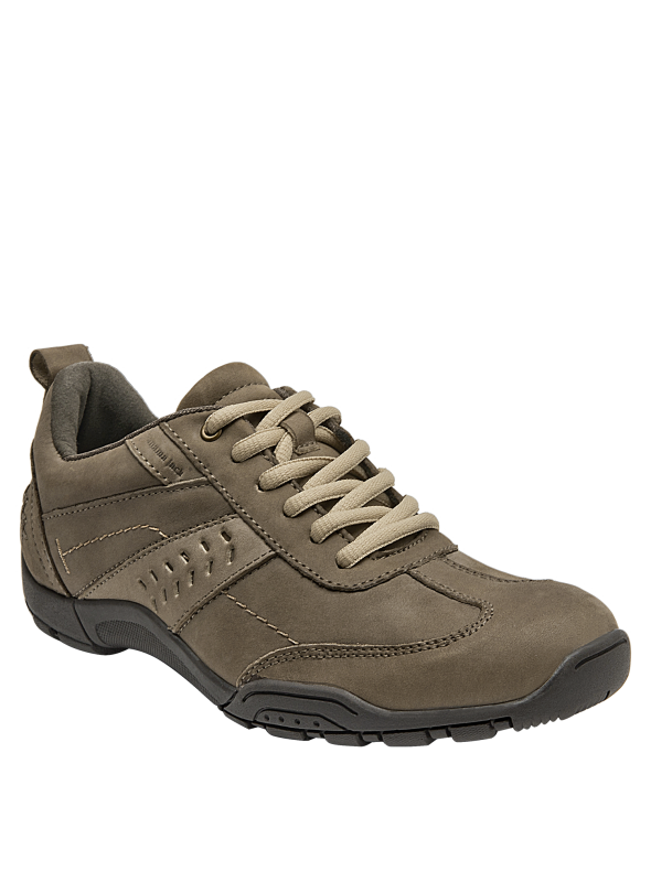 silueta versátil de zapatilla taupe de cuero, ideal para uso diario