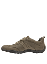 suela plana de 2 cm en zapatilla taupe de cuero para mujer, perfil bajo