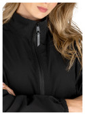 Chaqueta femenina negra, versátil y ligera, tejido suave con elasticidad, perfecta para cualquier ocasión.
