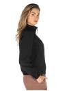 Chaqueta negra de mujer en poliamida y elastano, estilo urbano casual, tejido elástico para comodidad.
